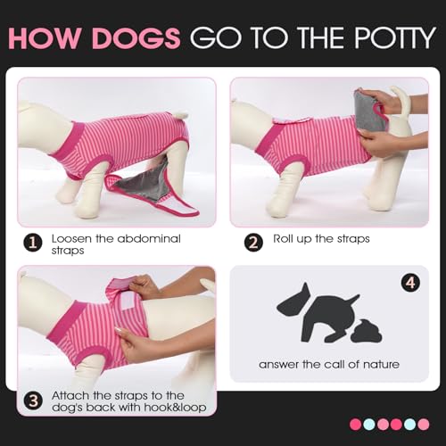 FUAMEY Recovery Suit for Dogs Post-Surgery,Dog Surgery Suit Female Spay - color: Rose Stripes, size: Xs(back:8.3-11.4in,wt:4-7lbs)