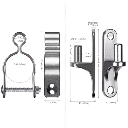 Insaga 2Pack Heavy Duty Wall Mount Gate Hinges, 304 Stainless Steel Chain Link Fence Gate Hinges for Farm, 1-3/8" Pipe Gate Hinge with 5/8" Pin, T-Post Gate Hinge Kit for Wooden & Metal Fence - size: 1-3/8''-2Pack