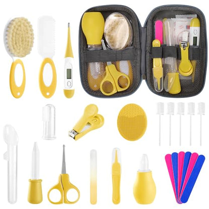 Baby Healthcare and Grooming Kit for Newborn Kids, 24PCS Upgraded Safety Baby Care Kit, Newborn Nursery Health Care Set, Baby Care Products (Yellow) - style: YELLOW-24