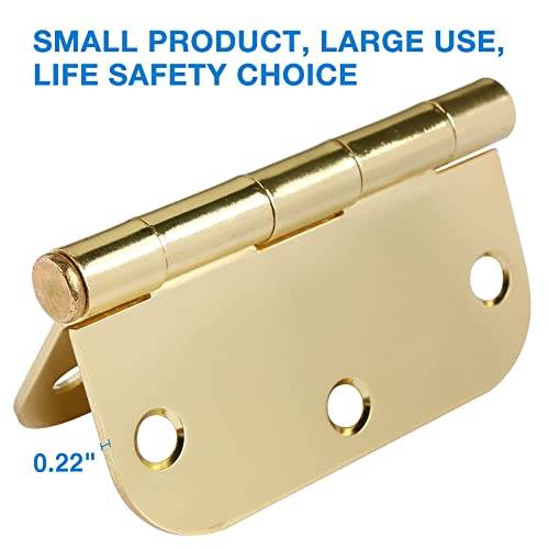 TDCHINGES Rounded Door Hinges 3.5" X 3 1/2 Inch Polished Brass 5/8" 18 Pack - color: Polished Brass-Rounded, size: 18 Pack