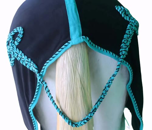 Challenger Horse Soft Fleece Cooler Contoured Exercise Blanket Liner Sheet Wicks 43MI01TR - color: Black Turquoise Trim, size: 76 inches