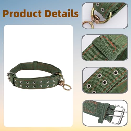 1 Pack 59 Inch Adjustable 4-Layer Nylon Thickened Cow Collar with 2-Rows Metal Buckle and Traction Chain for Dogs, Cow, Sheep, Horse, Goat, Camel