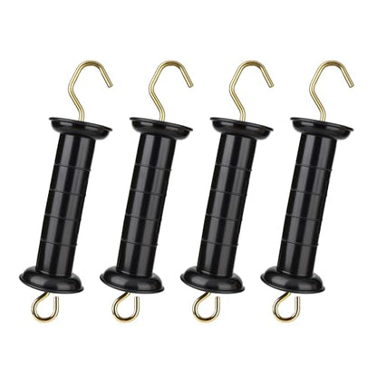 4 Pcs Plastic Electric Fence Gate Handle Insulators Spring Black Connector