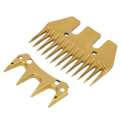 Generic Sheep Shears Replacement Blades, Gold 13 Straight Tooth 7mm Spacing, Electric Sheep Clipper Blades for Wool Shearing Farm