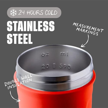 BlenderBottle Sport Flip Stainless Steel Shaker Bottle 24 oz Red - color: Red, size: 24 Ounces, style: Flip