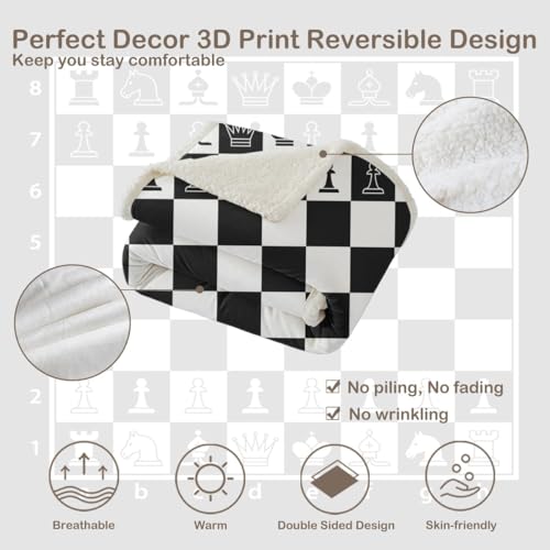 Sleepwish Throw Blanket, Black White Lightweight, Twin - color: Chessboard, size: Twin