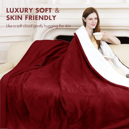 Electric Heated Blanket Twin Red, 10Hrs Auto-Off, ETL Certified - color: 04 - Red, size: Twin - 62" x 84"