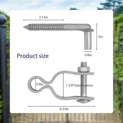 4PCS Gate Hinge Kit, Heavy Duty 1-5/8" U-Bolt Clamps, Galvanized Rustproof, Fits 5/8" Hinge Eyes, Ideal for Farm Garden Gates - size: 1-5/8" U-Bolt Clamps