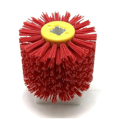 Signi Abrasive Nylon Drawing Wheel Drum Burnishing Brush for Wood polishing 1 Pack (60 Grrit, Red Color Nylon) - size: 60 Grit, Red
