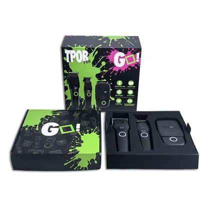 TPOB Professional Barber Clippers Go Edition Clipper Trimmer Shaver Set (Black) - color: Black