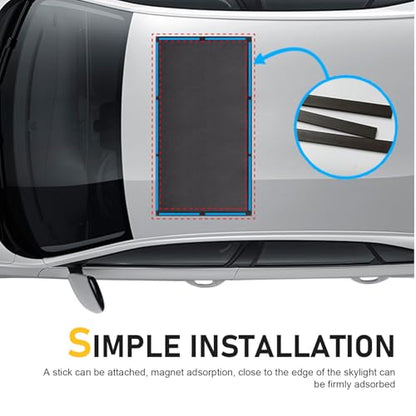 Car Sunroof Sun Shade, 39" x 25.5" Magnetic Screen Moon Roof Breathable Mesh Cover, Quick Install Sunproof Protection Cover, Universal Sun Protection for Moonroof and Side Window for Cars
