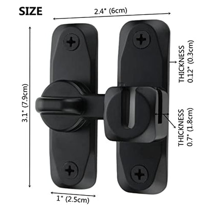 Flip Door Latch Black 180 Degree Heavy Duty Bar Gate Latches Safety Door Lock, Bold Thickened Anti-Rust Update Design (90-180Filp Door Latch)