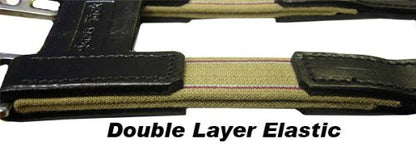 Paris Tack English Leather Elastic Girth Extender with Stainless Steel Roller Buckles and Double Layer Elastic. 1 year Warranty. - color: Black