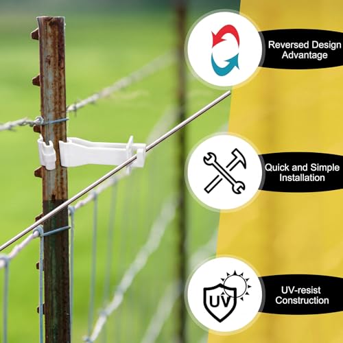 Outus 50pcs Reversed Extender Electric Fence TPost Insulators Snap, White - color: White