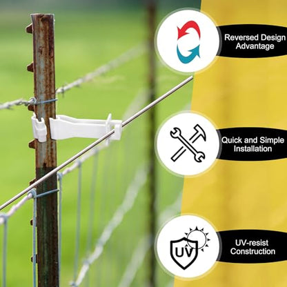 Outus 50pcs Reversed Extender Electric Fence TPost Insulators Snap, White - color: White