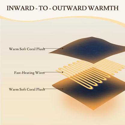 Electric Heated Blanket 84"×90" Queen Size, Fluffy Cozy for Home, Office, Hotel, 4 Heating Levels & 10H Auto-Off, Overheat Protection, Dual Controllers, Fast Heating - Dark Blue - color: 06-dark Blue, size: Queen Size (84"x90")
