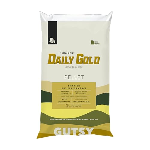REDMOND Daily Gold Pellets Stress Relief, Natural Healing Clay for Gastric Ulcers in Horses (15 LB) - size: 15 lb Pellet