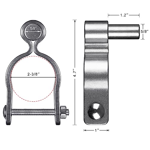 Insaga 304 Stainless Steel Chain Link Fence Parts (2 Pack) - Male Post Hinges for Outer Diameter 2-3/8" Fence, Farm Gates with 5/8" Pintle, Rust-Resistant Outdoor, Bolts/Nuts Included - color: Male-2-3/8''-2pcs