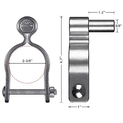 Insaga 304 Stainless Steel Chain Link Fence Parts (2 Pack) - Male Post Hinges for Outer Diameter 2-3/8" Fence, Farm Gates with 5/8" Pintle, Rust-Resistant Outdoor, Bolts/Nuts Included - color: Male-2-3/8''-2pcs