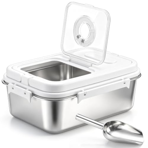 7-13 lb Stainless Steel Dog Food Storage Container - size: 7-13 lb, style: Square Box