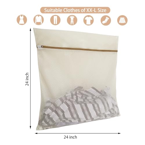 2Pcs Durable Honeycomb Mesh Laundry Bags for Delicates (2XX-L Beige) - color: 2 XX-L Beige