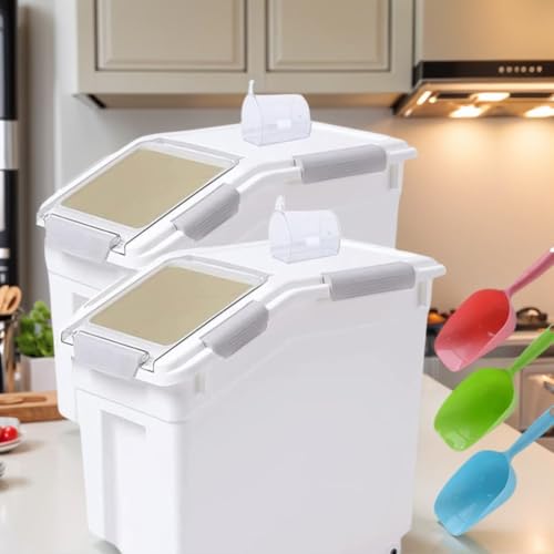 Saim 25lb Flour/Rice Storage Container with Rolling Casters（Gray） - color: Gray