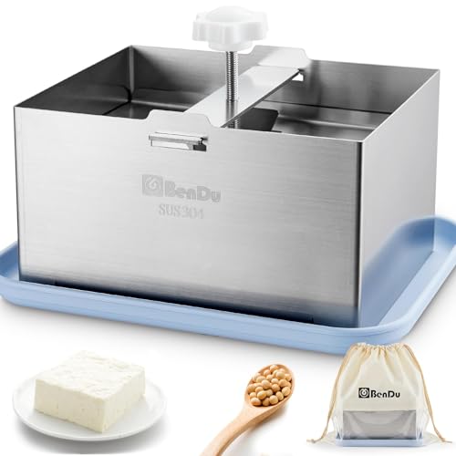 Tofu Press Stainless Steel, Tofu Maker and Paneer Press with Cloth, Blue - color: Blue