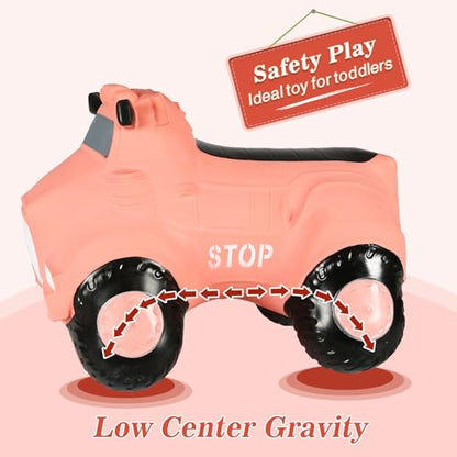 INPANY Kids Bouncy Car Hopper Toys, Toddlers Ride on Car, Gifts Toy for Kid | Eco-Friendly PVC, Low Center Gravity, Cute Cartoon Design, Load 100 Lbs, Learn & Exercise & Active Fun, Gifts for 1-3 Kids - color: Pink Car