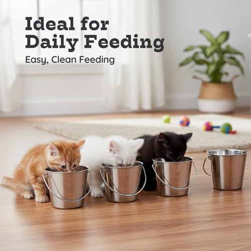 1 Qt Stainless Steel Hanging Water Bucket with Handle, 4-Pack - size: 1 Quart (Pack of 4)