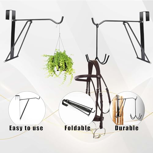2Pcs Collapsible Hanger,Foldable Horse Tack Utility Hanger for Hanging Over Trailer Door or Stall Board