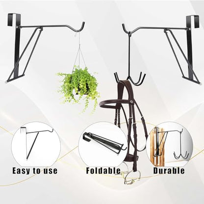 2Pcs Collapsible Hanger,Foldable Horse Tack Utility Hanger for Hanging Over Trailer Door or Stall Board