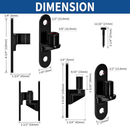 TamBee Heavy Duty Gate Hinges for Metal Wood Fence, 304 Stainless Steel 600LB, Bolt-On Weld-On Outdoor Farm Barn Shed Driveway Chain Link Fence Parts with Screws, 2 Pack Black