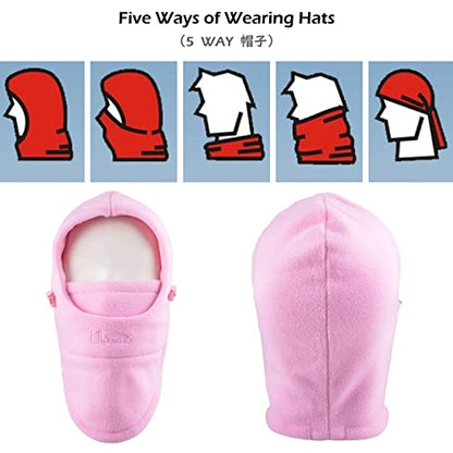 TRIWONDER Kids Winter Hats Balaclava Ski Mask for Boys Girls Toddlers Windproof Adjustable Cold Weather Face Mask Neck Warmer - color: Pink