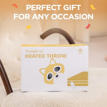 Templewet Heated Blanket Throw 50" x 60",Soft Electric Blanket,Yellow | Timer Settings,Auto Off,Soft Sherpa Heated Throw Blanket,Machine Washable,Fast Heating for Sofa Bed Office Use,Gifts for Mom - color: Cheesy Yellow