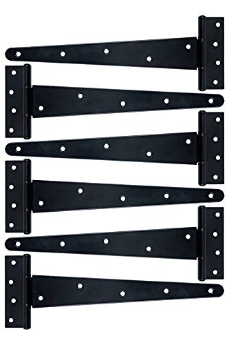 T-Strap Shed Hinge Gate Strap Heavy Duty Hinge Door Barn Gates Hinges (6, 12 inch) - size: 12 Inch