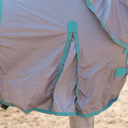 Horse Fly Sheet with Removable Neck Cover & Belly Wrap, Fine Mesh | Breathable Fine Mesh, Detachable Neck & Belly Wrap, High Shoulder Gussets, Large Tail Flap, UV Protection, Pasture & Barn Use - color: Grey, size: 66