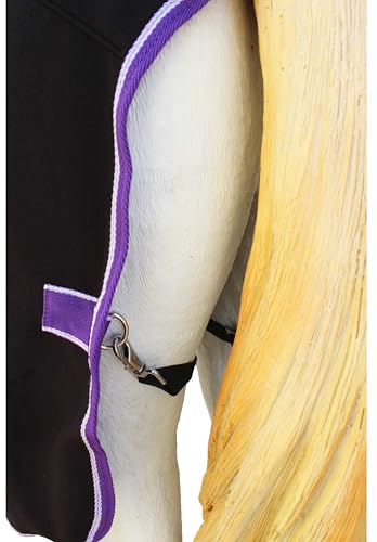 Challenger Horse Soft Fleece Cooler Exercise Blanket Show Sheet Wicks Moisture 4391 - color: Black / Purple-White Trim, size: 84 inches