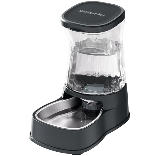 Automatic Dog Water Dispenser, Stainless Steel Bowls Feeder, 100% BPA-Free - color: Dark Grey, size: 1 Gallon
