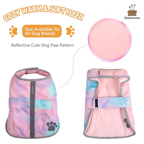 Queenmore Dog Winter Coat, Cold Weather Fleece Dog Jacket, Small Dog Coat - color: Tie-Dye, size: X-Small