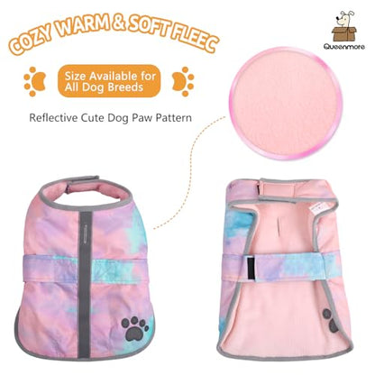 Queenmore Dog Winter Coat, Cold Weather Fleece Dog Jacket, Small Dog Coat - color: Tie-Dye, size: X-Small