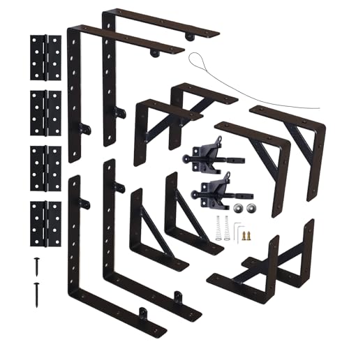 Anti Sag Fence Gate Kit Gate Hardware Gate Latch for Wooden Fence Heavy Duty Corner Brace Brackets with a Gate Latch 2 Set for Shed Doors, Driveway Gates, Corral Gates, Wood Windows - size: Two Set