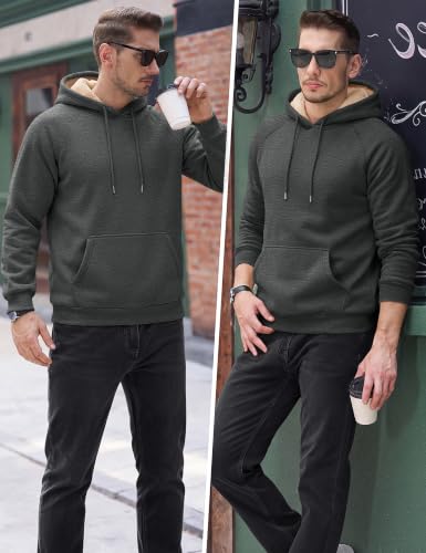 TACVASEN Men's Sherpa Hoodies Midweight Fleece Winter Thermal Sweatshirts - color: 02 Dark Grey, size: Medium