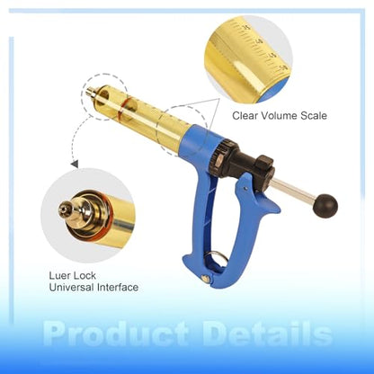 50ML Semi Automatic Livestock Syringe, Adjustable Continuous Repeating Luer Lock Syringe for Cattle Cow Goat Sheep Pig - size: 1-Piece 50ML