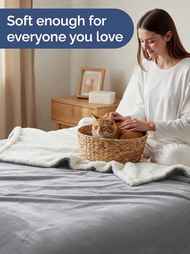 Sherpa Fleece Blanket Throw XL Size - Reversible Blanket - Grey, 50" x 70" - color: 03 - Grey, size: Throw XL (50" X 70")