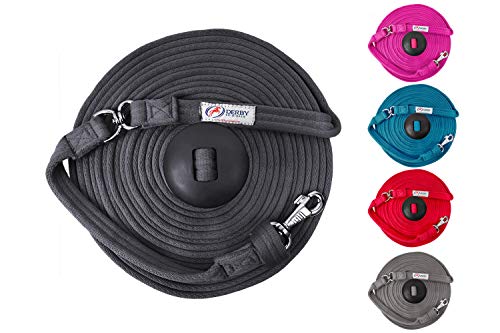 Premium Horse Training Super Soft Grip Swivel Lunge Line with Rubber Stopper with 6 Month Warranty and Replaceable Snap - color: Black, size: 34'