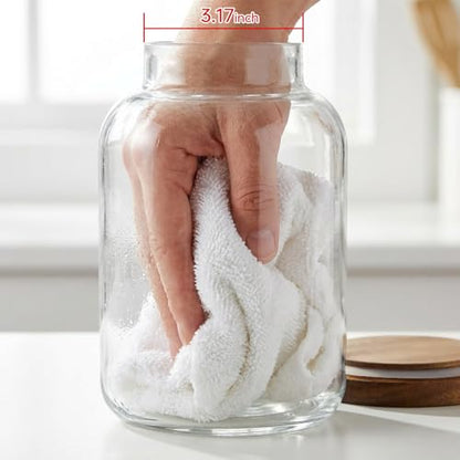 2-Pack Glass Storage Jars with Wood Lids 64 oz Airtight Food Containers - color: 2-Pack-64 oz