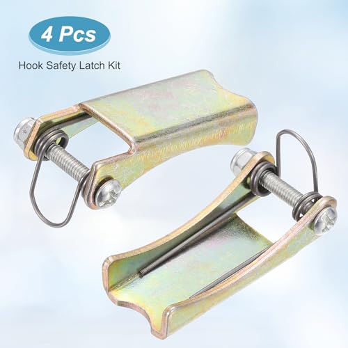 PATIKIL 2 Inch Hook Safety Latch Kit, 4 Pcs 2T Alloy Steel Towing Receiver Hitch Replacement for Clevis Hook Truck Trailer, Brass - size: 2 Inch x 2T