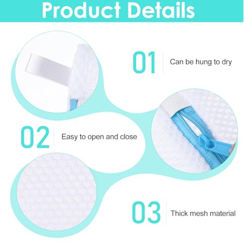 Mesh Laundry Bags for Delicates Washing 6 PCS Machine Bag Travel Laundry Lingerie Bags, Soap Foaming Organizers and Storage, Pods Scented Beads Washing Pouch,Mesh Wash Zipper Hanging Net Bag