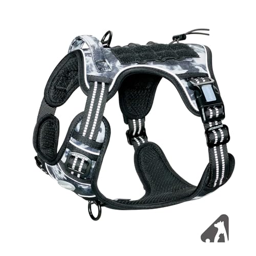 AUROTH Tactical Dog Harness for Small Medium Large Dogs - No Pull, Adjustable, Reflective, K9 Working Training, Easy Control, Military Service Dog Harness (M, Black Ink) | Heavy Duty with Handle, Breathable Padded, Reflective, Military K9, Easy Control fo