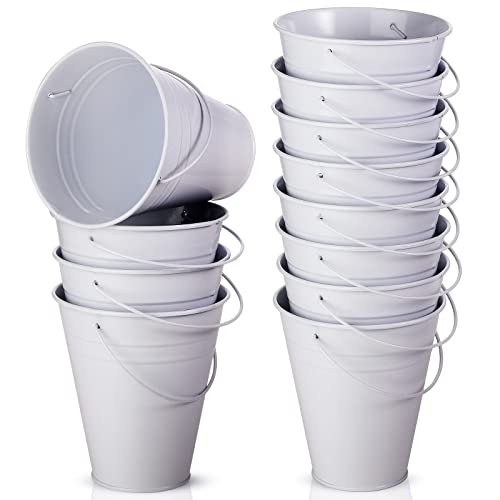 Sadnyy 12 Pack 4.5 X 5 inch White Metal Buckets - color: White, size: 4.5 x 5 in